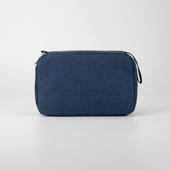 Косметичка, 2 отдела на молниях, с крючком, цвет синий 19341