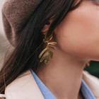 Серьги металл «Атмосфера» пальмовый узор, цвет золото - фото 25616710