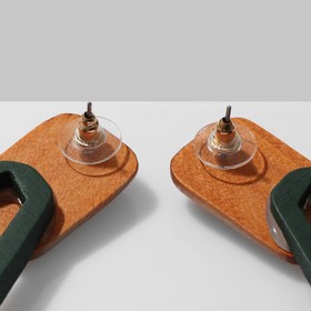 Серьги из дерева «Ваканда» неровный овал, цвет зелёно-коричневый