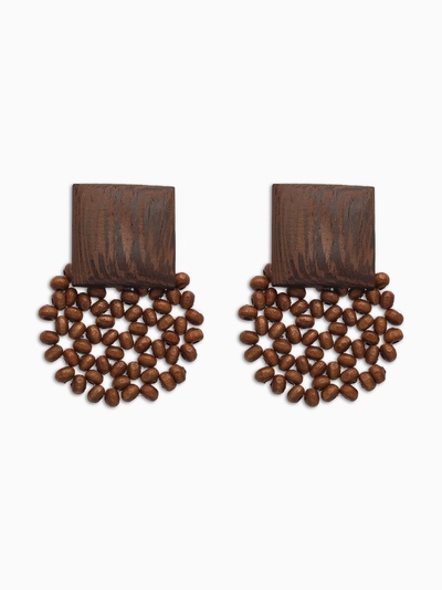 Серьги из дерева «Ваканда», квадрат, коричневые