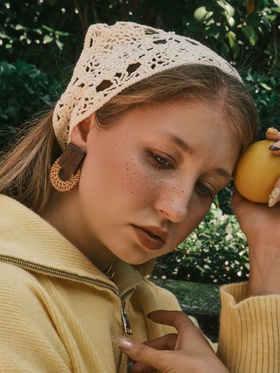 Серьги ассорти "Ваканда" кольцо в квадрате, цвет бежево-коричневый