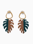 Серьги из дерева «Ваканда» монстера, цвет зелёно-коричневый в золоте - Фото 1