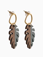 Серьги из дерева «Ваканда» монстера, цвет зелёно-коричневый в золоте - Фото 4