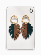 Серьги из дерева «Ваканда» монстера, цвет зелёно-коричневый в золоте - Фото 5