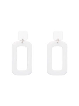 Серьги пластик "Вивьен" прямоугольник, цвет белый