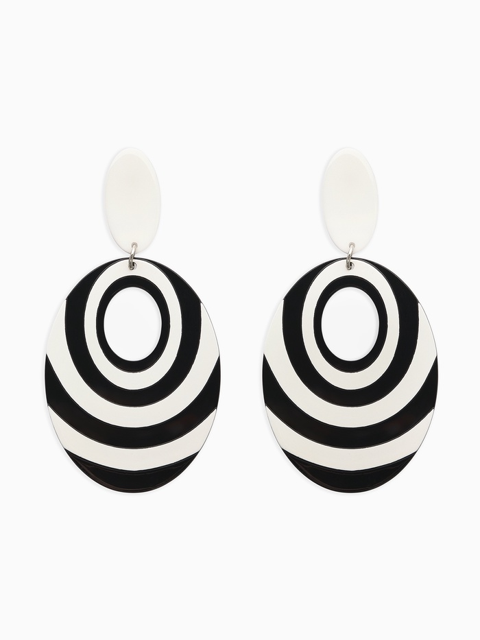 Серьги пластик «Вивьен» спираль-овал, цвет чёрно-белый - Фото 1