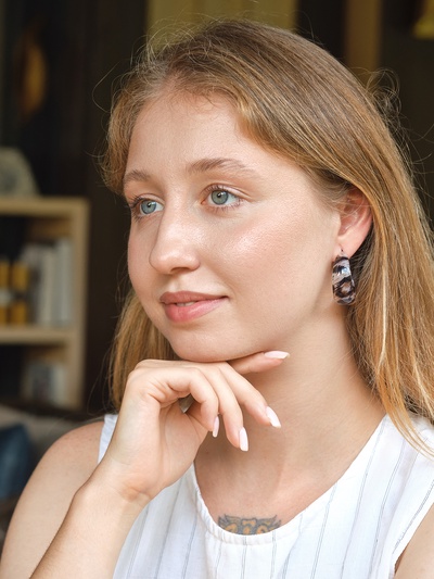 Серьги кольца QF «Тёмный леопард», d=4.5 см