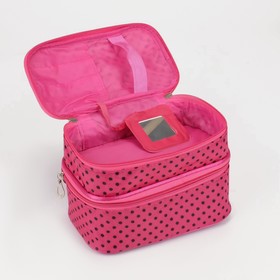 Косметичка на молнии, с зеркалом, цвет малиновый/чёрный