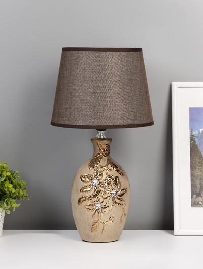 Лампа настольная керамика "Цветы-лиана" бронза, стразы Е14 40 Вт 38×20×20 см