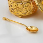 Сахарница «Букет», 10×10 см, с ложкой, крышкой, цвет металла золотой - Фото 3