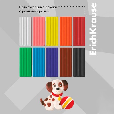 Пластилин ErichKrause Basic, 10 цветов, 160 г, в картонной упаковке