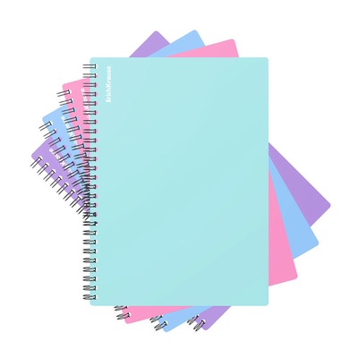 Тетрадь А5, 80 листов в клетку на гребне ErichKrause «Pastel», пластиковая обложка, блок офсет, белизна 100%, МИКС