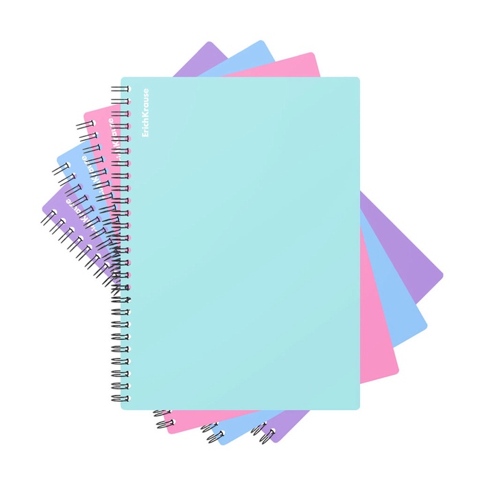 Тетрадь А5, 80 листов в клетку на гребне ErichKrause «Pastel», пластиковая обложка, блок офсет, белизна 100%, МИКС - Фото 1