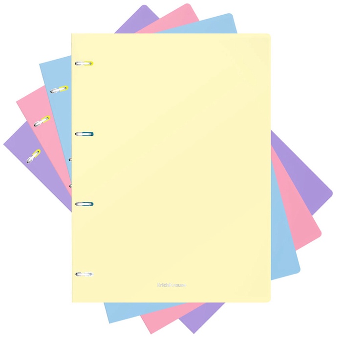 Тетрадь на кольцах А4 80 листов в клетку ErichKrause Pastel, пластиковая обложка, блок офсет 100% белизна, МИКС - Фото 1