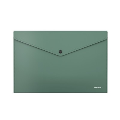 Папка-конверт на кнопке А4, 140 мкм, ErichKrause Fizzy Classic, непрозрачная, зелёная
