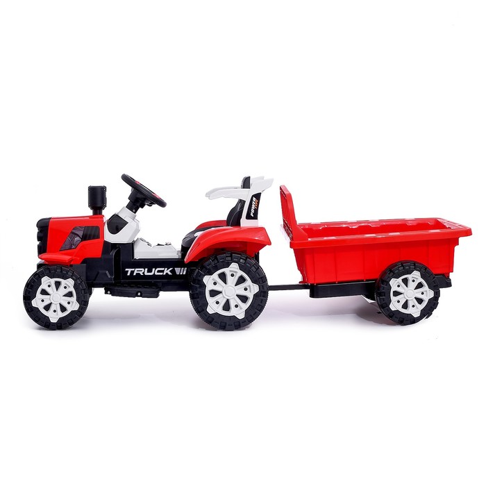 Электромобиль «Трактор», с прицепом, 2 мотора, цвет красный - фото 1887944128
