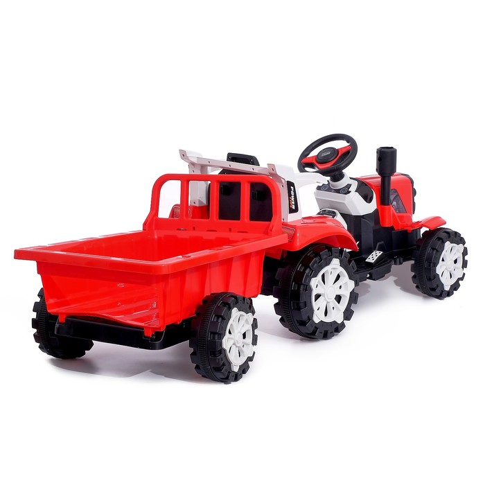 Электромобиль «Трактор», с прицепом, 2 мотора, цвет красный - фото 1887944130