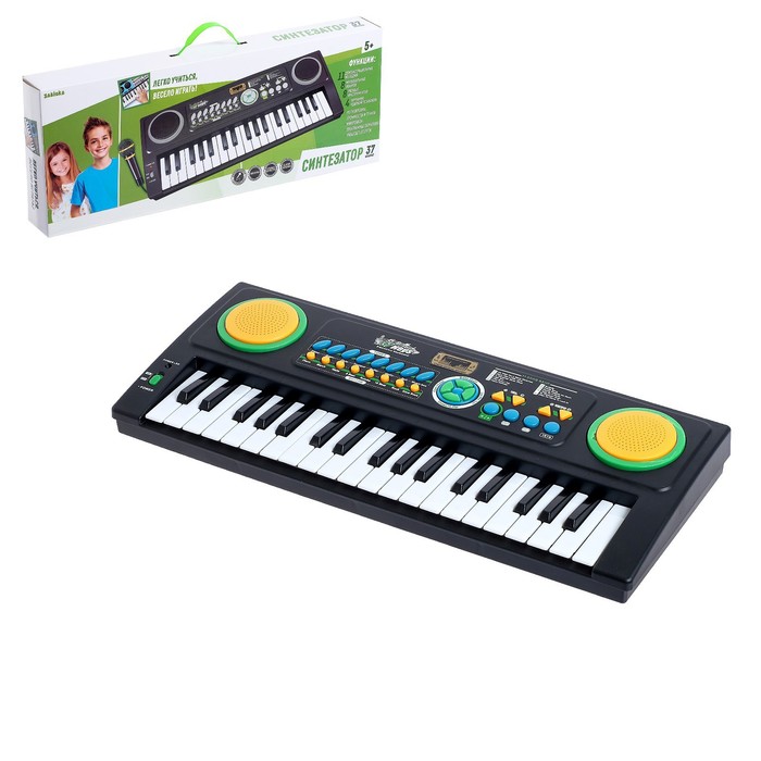 Уценка Синтезатор «Супермузыкант» с микрофоном, 37 клавиш, работает от батареек, МИКС - Фото 1