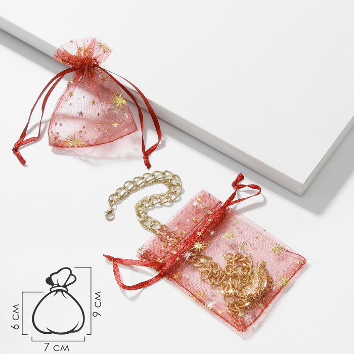 Мешочек подарочный «Вспышки», 7×9, цвет розовый с золотом - Фото 1