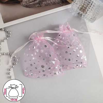 Мешочек подарочный «Пузырьки», 10×12, цвет розовый с серебром