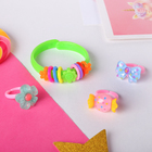Набор детский «Выбражулька» 4 предмета: браслет, 3 кольца, ассорти, форма МИКС, цвет МИКС - Фото 3