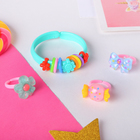 Набор детский «Выбражулька» 4 предмета: браслет, 3 кольца, ассорти, форма МИКС, цвет МИКС - фото 7254045