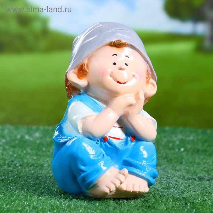 Садовая фигура "Гном мальчик" 14х10х18см - Фото 1