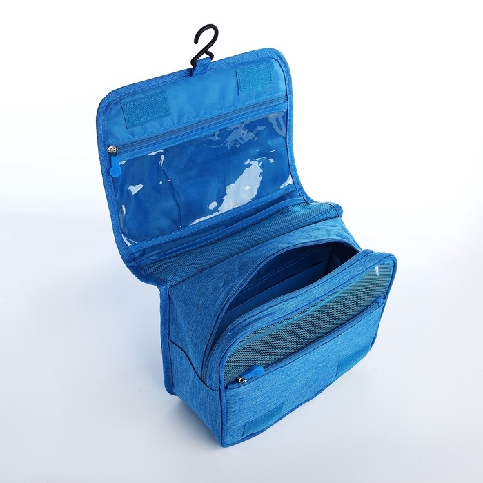 Несессер, отдел на молнии, с крючком, цвет голубой 19398