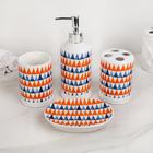 Набор аксессуаров для ванной комнаты Доляна «Арлекино», 4 предмета (дозатор 250 мл, мыльница, 2 стакана), цвет белый - Фото 1