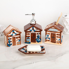 Набор аксессуаров для ванной комнаты Доляна «Маяк», 4 предмета (дозатор 400 мл, мыльница, 2 стакана), цвет коричневый - фото 23864290