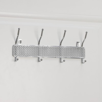 Вешалка настенная Доляна «Шах», 4 двойных крючка, 32.5×13×6 см, хромированная