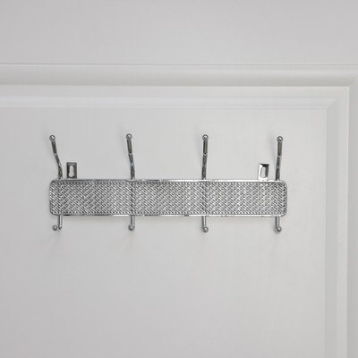 Вешалка настенная Доляна «Шах», 4 двойных крючка, 32.5×13×6 см, хромированная