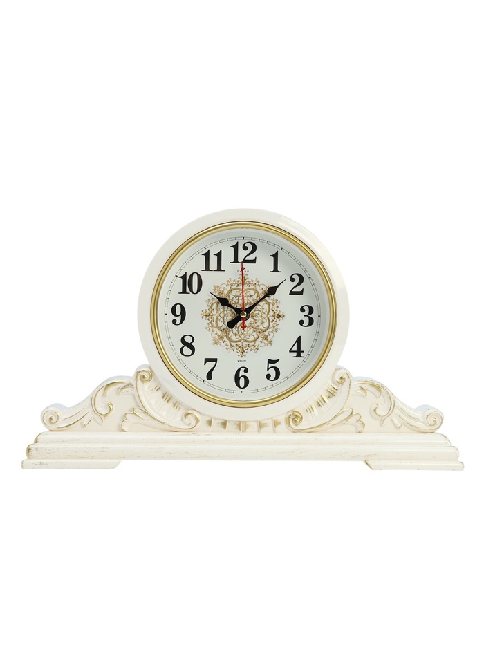 Часы настольные "Вита", бесшумные, 43 х 25 см, корпус белый с золотом - Фото 1