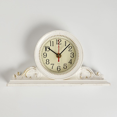 Часы настольные, интерьерные "Милица", бесшумные, d-9.5 см, корпус белый с золотом