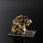 Сувенир "Слон с лягушкой", 7х10х7 см, змеевик, гипс, минералы - фото 9257898