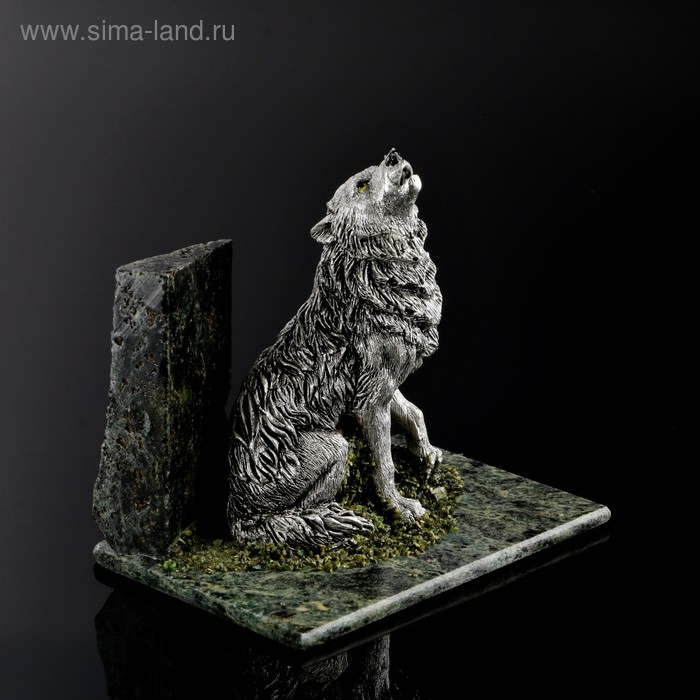 Сувенир "Серый волк", 8х12х10 см, змеевик, гипс - Фото 1