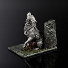 Сувенир "Серый волк", 8х12х10 см, змеевик, гипс - фото 9257909