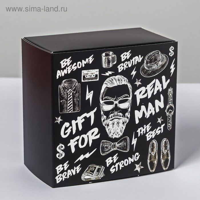 Коробка подарочная складная, упаковка, «Gift for real man», 14 х 14 х 8 см