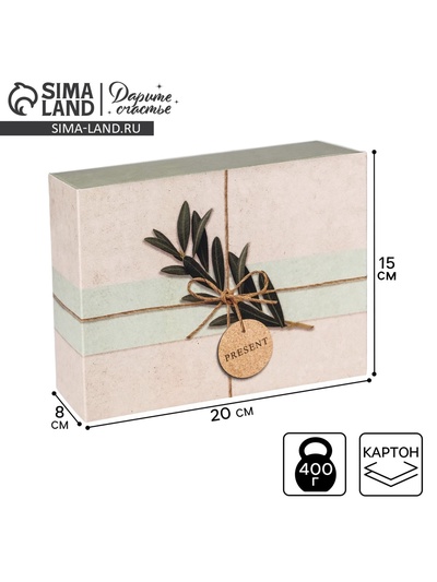 Коробка подарочная складная, упаковка, «Эко стиль», 20×15×8 см