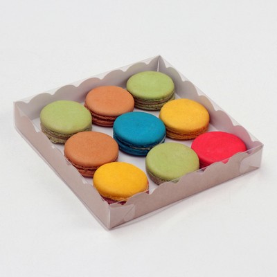 Коробочка для печенья с PVC крышкой, крафт, 18×18×3 см