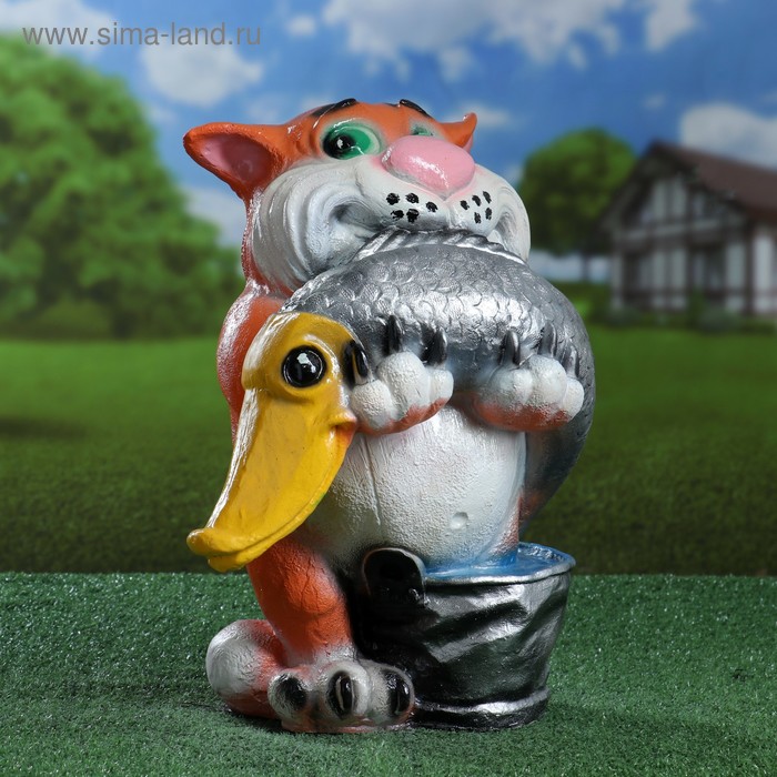 Садовая фигура из гипса «Кот-рыбак», 41×23×18 см - Фото 1