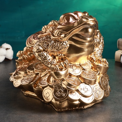 Копилка для денег «Жаба на деньгах», гипс, большая, 25×34×20 см