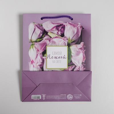 Пакет подарочный ламинированный, упаковка, «Самой Нежной на свете», MS 18×23×10 см