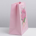 Пакет подарочный ламинированный вертикальный, упаковка, «Тюльпаны 8 марта», ML 23 х 27 х 11,5 см - Фото 2