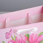 Пакет подарочный ламинированный вертикальный, упаковка, «Тюльпаны 8 марта», MS 18 х 23 х 10 см - Фото 4