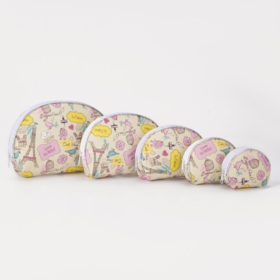 Набор косметичек на молниях, 5 в 1, цвет бежевый