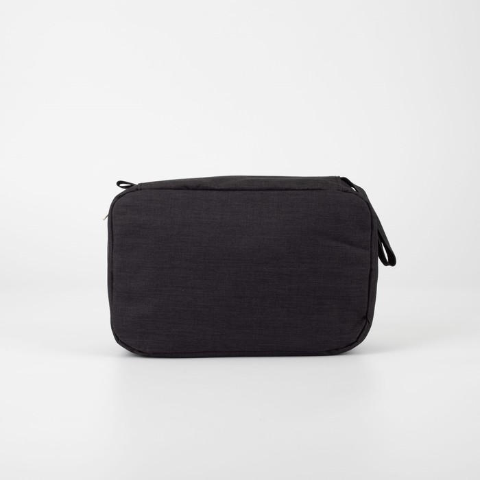 Косметичка, 2 отдела на молниях, с крючком, цвет чёрный 4613077