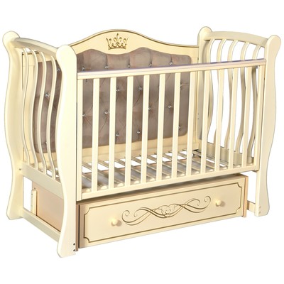 Детская кровать Olivia-2, мягкая спинка, ящик, универсальный маятник, цвет слоновая кость