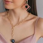 Кулон "Цепь" шар, цвет чёрный в золоте, 50см - фото 25573012