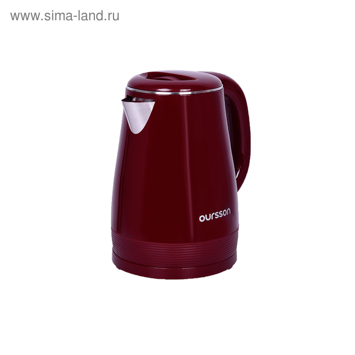 Чайник электрический Oursson EK1530W/DC, пластик, колба металл 1.5 л, 2200 Вт, бордовый - Фото 1